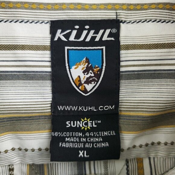 KUHL Suncel Shirt Men's XL Button Up Short Sleeve Striped Hiking Metal Buttons - Picture 3 of 11